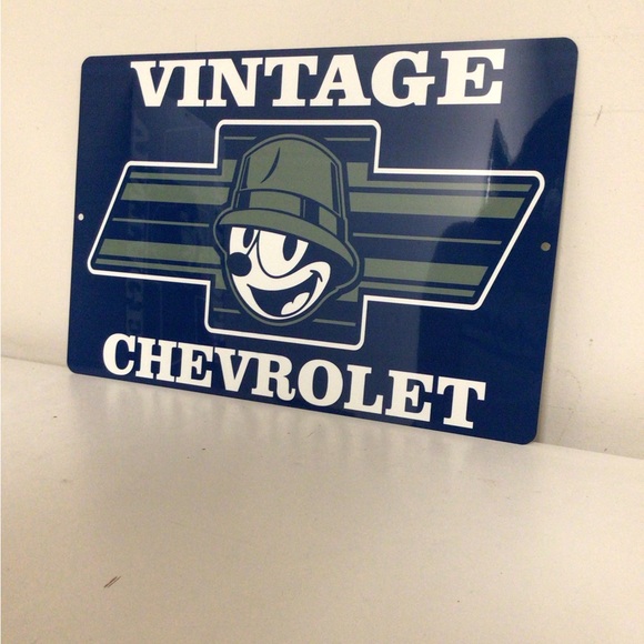 vintage chevrolet felix the cat blue metal tin sign - Picture 3 of 5